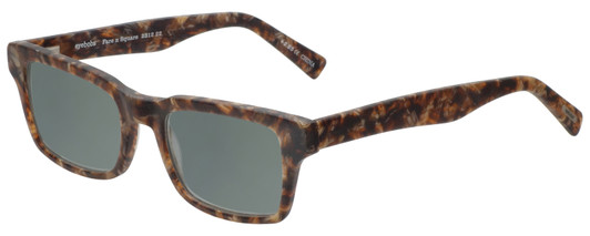 Profile View of Eyebobs Fare N Square Designer Polarized Sunglasses with Custom Cut Smoke Grey Lenses in Matte Tortoise Brown Gold Marble Unisex Square Full Rim Acetate 51 mm