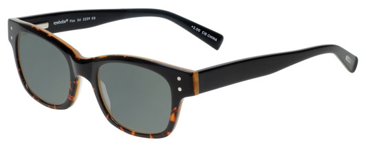 Profile View of Eyebobs Fizz Ed Designer Polarized Sunglasses with Custom Cut Smoke Grey Lenses in Tortoise Brown Gold Layer Crystal Unisex Square Full Rim Acetate 50 mm