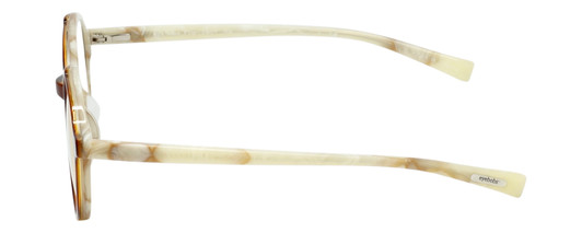 Side View of Eyebobs Flip Round Reading Glasses in Brown Crystal Ivory White Horn Marble 50mm
