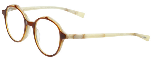 Profile View of Eyebobs Flip Designer Blue Light Blocking Eyeglasses in Brown Crystal Ivory White Horn Marble Unisex Round Full Rim Acetate 50 mm
