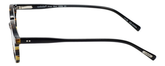 Side View of Eyebobs Frizz Bee Ladies Reading Glasses Brown Gold Tortoise White Stripe 39 mm