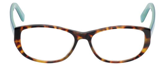 Front View of Eyebobs Hanky Panky Designer Reading Eye Glasses with Single Vision Prescription Rx Lenses in Tortoise Brown Gold Crystal Blue Ladies Cateye Full Rim Acetate 52 mm