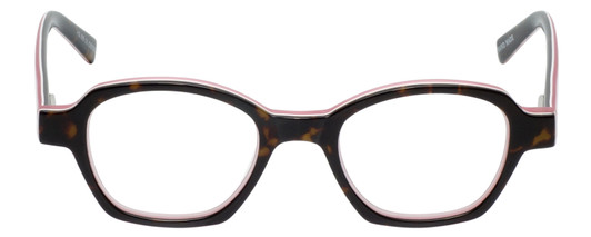 Front View of Eyebobs Haute Flash Designer Reading Eye Glasses with Prescription Progressive Rx Lenses in Tortoise Brown Gold White Crystal Pink Ladies Square Full Rim Acetate 46 mm
