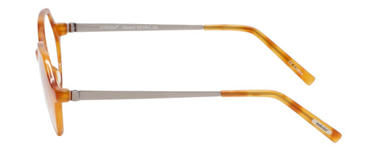 Side View of Eyebobs Hexed Designer Reading Eye Glasses with Prescription Progressive Rx Lenses in Orange Crystal Horn Marble Silver Unisex Round Full Rim Acetate 48 mm