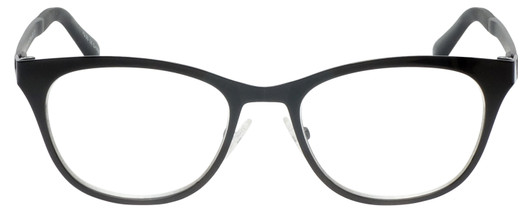 Front View of Eyebobs Irregular Curves Ladies Square Designer Reading Glasses Gloss Black 51mm