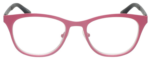 Front View of Eyebobs Irregular Curves Ladies Designer Reading Glasses Satin Pink Black 51 mm