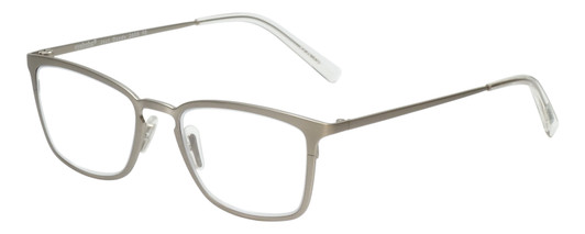 Profile View of Eyebobs Jack Dandy Designer Blue Light Blocking Eyeglasses in Gun Metal Silver Crystal Unisex Square Full Rim Metal 51 mm