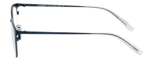 Side View of Eyebobs Jim Dandy Round Designer Reading Glasses in Satin Navy Blue Crystal 50mm
