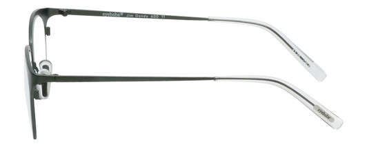 Side View of Eyebobs Jim Dandy Designer Reading Eye Glasses with Single Vision Prescription Rx Lenses in Satin Forest Green Crystal Unisex Round Full Rim Metal 50 mm
