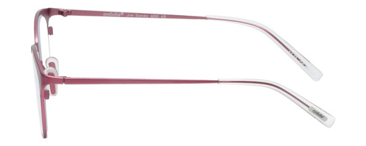 Side View of Eyebobs Jim Dandy Designer Reading Eye Glasses with Custom Left and Right Powered Lenses in Satin Fuchsia Pink Purple Unisex Round Full Rim Metal 50 mm