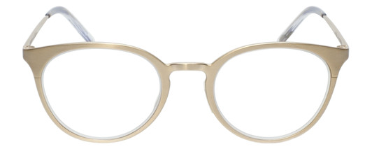 Front View of Eyebobs Jim Dandy Oval Full Rim Designer Reading Glasses Satin Gold Crystal 50mm
