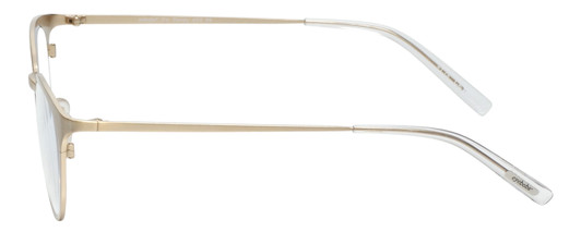 Side View of Eyebobs Jim Dandy Designer Reading Eye Glasses with Custom Left and Right Powered Lenses in Satin Gold Crystal Unisex Round Full Rim Metal 50 mm