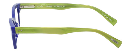 Side View of Eyebobs Losing It Designer Reading Eye Glasses with Single Vision Prescription Rx Lenses in Purple Crystal Marble Green Ladies Square Full Rim Acetate 48 mm