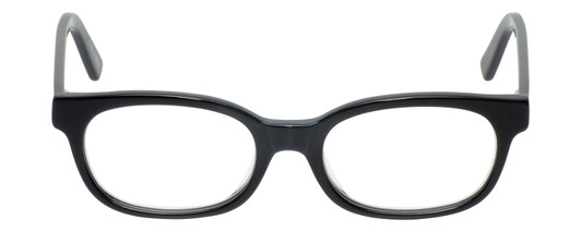 Front View of Eyebobs Over Served Designer Reading Eye Glasses with Custom Left and Right Powered Lenses in Gloss Black Unisex Round Full Rim Acetate 51 mm