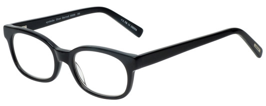 Profile View of Eyebobs Over Served Designer Blue Light Blocking Eyeglasses in Gloss Black Unisex Round Full Rim Acetate 51 mm