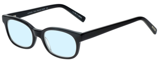 Profile View of Eyebobs Over Served Designer Blue Light Blocking Eyeglasses in Gloss Black Unisex Round Full Rim Acetate 51 mm