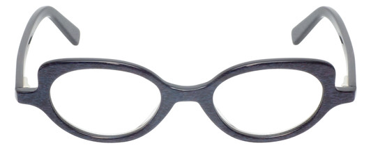 Front View of Eyebobs Peep Show Designer Reading Eye Glasses with Prescription Bi-Focal Rx Lenses in Deep Purple Blue Marble Ladies Cateye Full Rim Acetate 46 mm