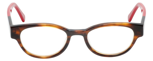 Front View of Eyebobs Rita Book Designer Reading Eye Glasses with Single Vision Prescription Rx Lenses in Tortoise Havana Brown Gold Red Ladies Round Full Rim Acetate 47 mm