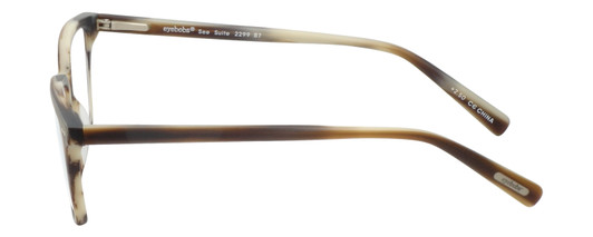 Side View of Eyebobs See Suite Square Designer Reading Glasses Striped Brown Horn Marble 51mm