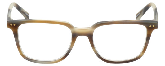 Front View of Eyebobs See Suite Square Designer Reading Glasses Striped Brown Horn Marble 51mm