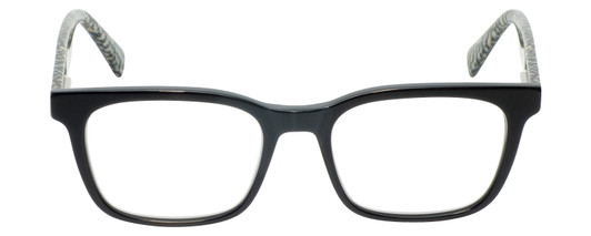 Front View of Eyebobs C See Through Designer Reading Eye Glasses with Prescription Progressive Rx Lenses in Gloss Black Mosaic White Snakeskin Unisex Square Full Rim Acetate 52 mm