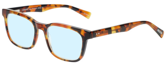 Profile View of Eyebobs C See Through Designer Blue Light Blocking Eyeglasses in Light Tortoise Havana Brown Gold Crystal Unisex Square Full Rim Acetate 52 mm