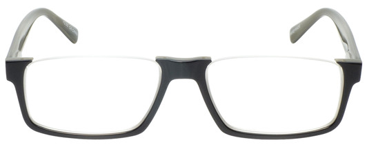 Front View of Eyebobs Size Matters Designer Reading Eye Glasses with Custom Left and Right Powered Lenses in Gloss Black Unisex Square Semi-Rimless Acetate 56 mm
