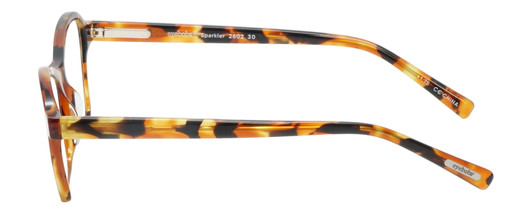 Side View of Eyebobs Sparkler Designer Reading Eye Glasses with Prescription Progressive Rx Lenses in Light Tortoise Havana Brown Gold Crystal Ladies Square Full Rim Acetate 49 mm