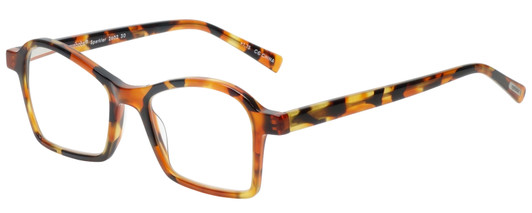 Profile View of Eyebobs Sparkler Designer Blue Light Blocking Eyeglasses in Light Tortoise Havana Brown Gold Crystal Ladies Square Full Rim Acetate 49 mm