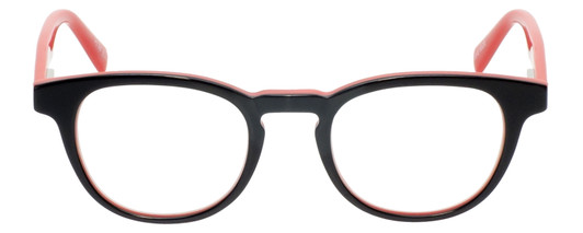 Front View of Eyebobs Take A Stand Designer Reading Eye Glasses with Prescription Bi-Focal Rx Lenses in Black Layer Red Ladies Cateye Full Rim Acetate 47 mm