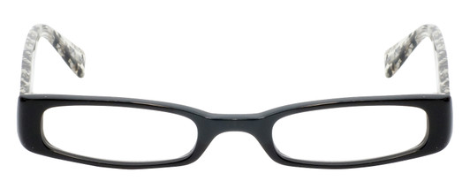 Front View of Eyebobs Thick Eye Designer Reading Eye Glasses with Single Vision Prescription Rx Lenses in Gloss Black Mosaic Crystal White Ladies Rectangle Full Rim Acetate 50 mm