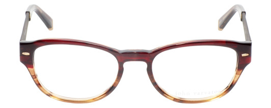 Front View of John Varvatos V355-RED WOOD Designer Reading Glasses Brown Tortoise Marble 51 mm