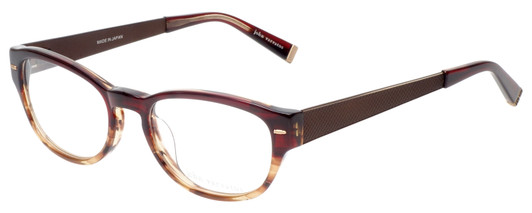 Profile View of John Varvatos V355-RED WOOD Designer Reading Glasses Brown Tortoise Marble 51 mm