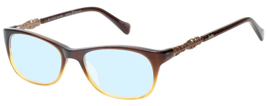 Profile View of Lucky Brand Palm Designer Progressive Lens Blue Light Blocking Eyeglasses in Brown Crystal Fade Unisex Square Full Rim Acetate 52 mm