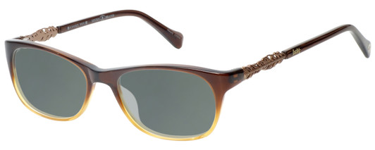 Profile View of Lucky Brand Palm Designer Polarized Sunglasses with Custom Cut Smoke Grey Lenses in Brown Crystal Fade Unisex Square Full Rim Acetate 52 mm
