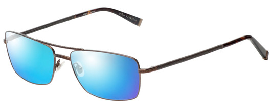 Profile View of John Varvatos V148 Designer Polarized Sunglasses with Custom Cut Blue Mirror Lenses in Antique Brown Mens Classic Full Rim Metal 60 mm