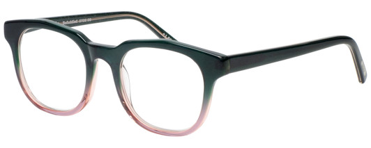 Profile View of Eyebobs Befuddled 2702-26 Designer Progressive Lens Blue Light Blocking Eyeglasses in Green Glitter Purple Crystal Fade Ladies Classic Full Rim Acetate 46 mm