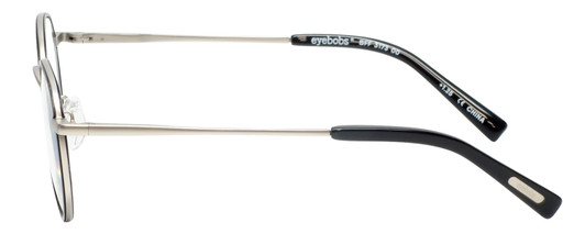 Side View of Eyebobs BFF 3173-00 Unisex Oval Full Designer Reading Glasses Silver Black 46 mm