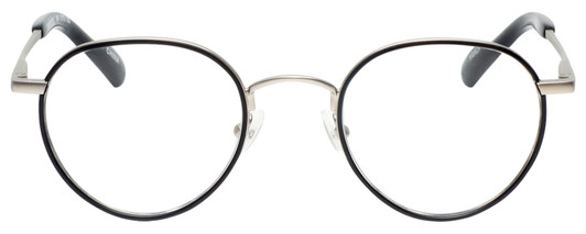 Front View of Eyebobs BFF 3173-00 Designer Single Vision Prescription Rx Eyeglasses in Silver Black Unisex Oval Full Rim Metal 46 mm