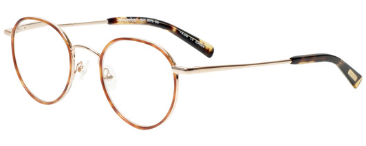 Profile View of Eyebobs BFF 3173-06 Designer Progressive Lens Blue Light Blocking Eyeglasses in Orange Tortoise Havana Gold Unisex Oval Full Rim Metal 46 mm
