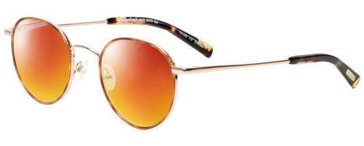 Profile View of Eyebobs BFF 3173-06 Designer Polarized Sunglasses with Custom Cut Red Mirror Lenses in Orange Tortoise Havana Gold Unisex Oval Full Rim Metal 46 mm