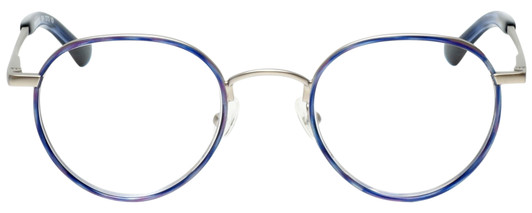 Front View of Eyebobs BFF 3173-10 Unisex Oval Full Rim Designer Reading Glasses Blue Silver 46mm