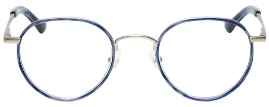 Front View of Eyebobs BFF 3173-10 Designer Bi-Focal Prescription Rx Eyeglasses in Blue Silver Unisex Oval Full Rim Metal 46 mm