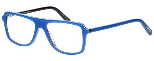 Profile View of Eyebobs Buzzed 2293-10 Designer Blue Light Blocking Eyeglasses in Blue Black Unisex Square Full Rim Acetate 52 mm