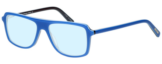 Profile View of Eyebobs Buzzed 2293-10 Designer Progressive Lens Blue Light Blocking Eyeglasses in Blue Black Unisex Square Full Rim Acetate 52 mm