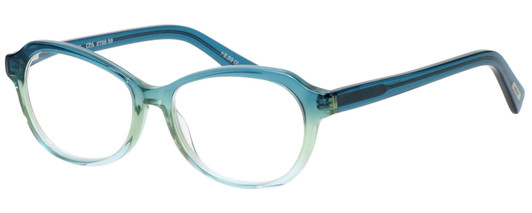 Profile View of Eyebobs CPA 2738-59 Cateye Designer Reading Glasses Blue Green Crystal Fade 51mm