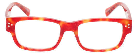 Front View of Eyebobs Dot Com 2883-46 Designer Single Vision Prescription Rx Eyeglasses in Red Orange Tortoise Havana Ladies Rectangle Full Rim Acetate 47 mm