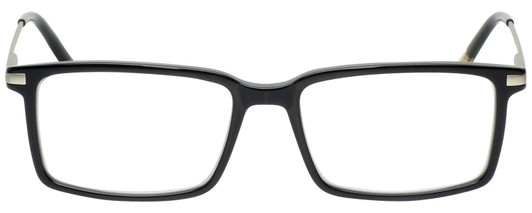 Front View of Eyebobs Gus 3155-00 Mens Rectangle Designer Reading Glasses in Black Silver 57mm