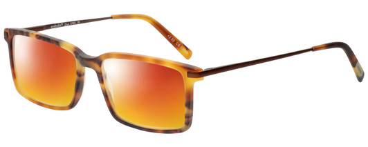 Profile View of Eyebobs Gus 3155-19 Designer Polarized Sunglasses with Custom Cut Red Mirror Lenses in Matte Tortoise Havana Brown Gold Mens Rectangle Full Rim Acetate 57 mm