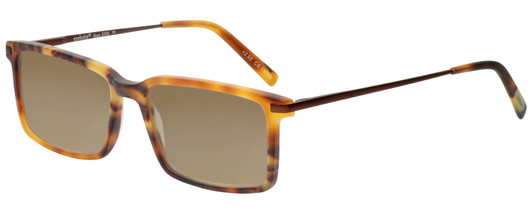 Profile View of Eyebobs Gus 3155-19 Designer Polarized Sunglasses with Custom Cut Amber Brown Lenses in Matte Tortoise Havana Brown Gold Mens Rectangle Full Rim Acetate 57 mm
